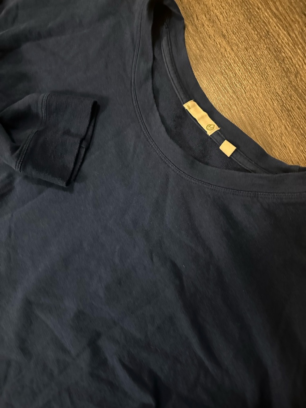 tasc Performance Navy Blue Organic Cotton Bamboo Crew Neck Long Sleeve T Shirt L